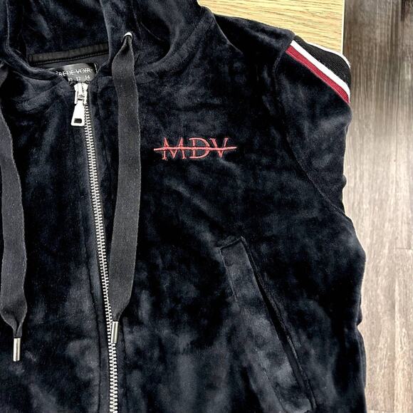 Manière De‎ Voir Black Velour Zip Hoodie Jacket Size 6 MDV Tracksuit Cropped Y2K - Picture 13 of 13